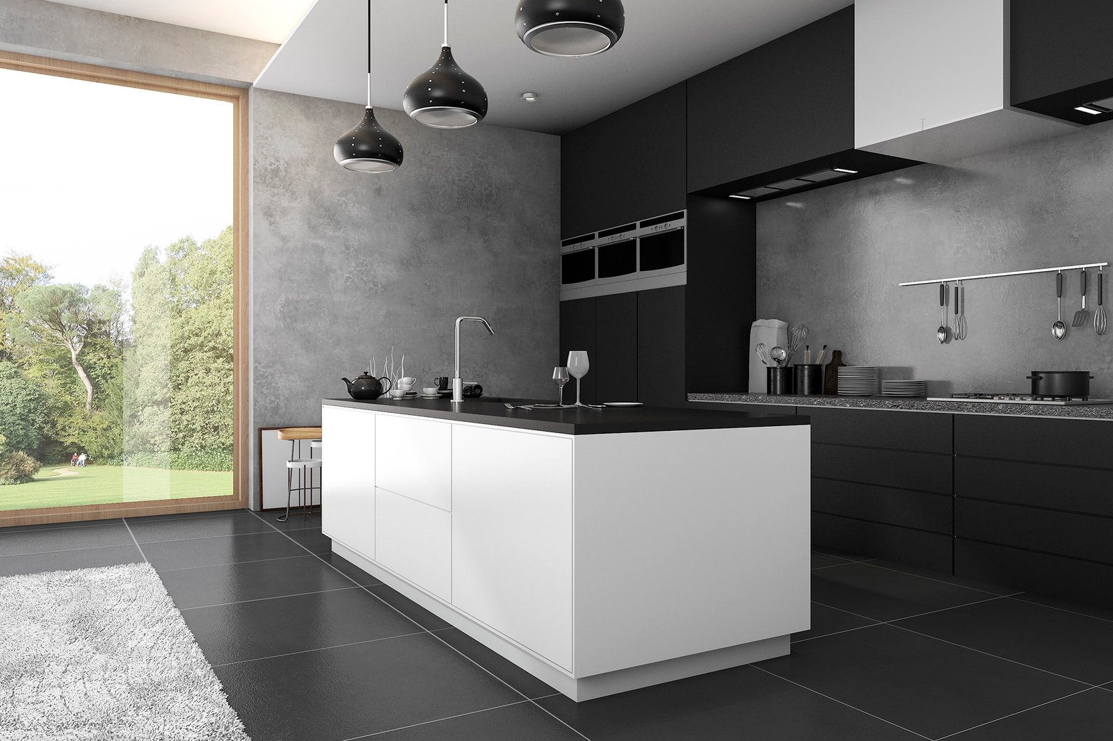 3d rendering loft dark kitchen near window 2026 01 06 10 44 32 utc